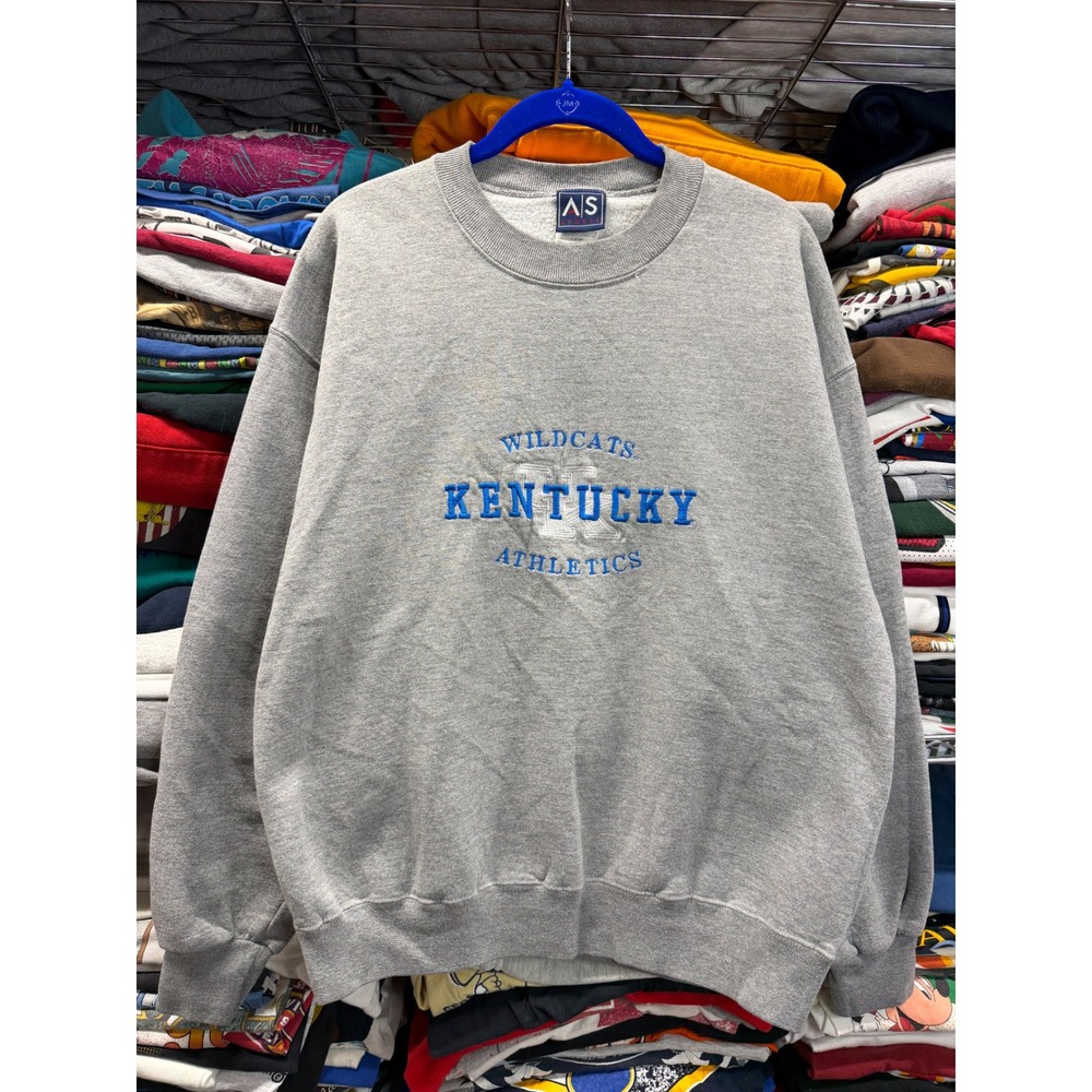 Vintage AS Sports Kentucky Wildcats Athletics Embroidered Sweatshirt Gray Large